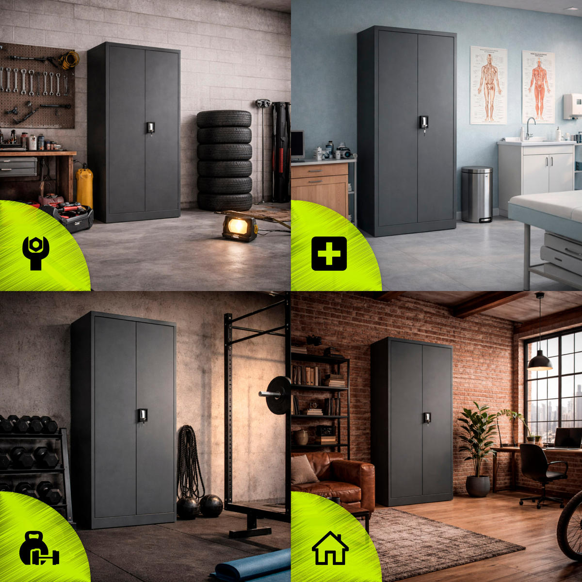 AKTENSCHRANK Sozialraumschrank aus Stahl Metallschrank für Büro Stahlschrank für Dokumente Akten Hellgrau 90x45x185cm - Hellgrau, Metall (90/185/45cm) - Muralo