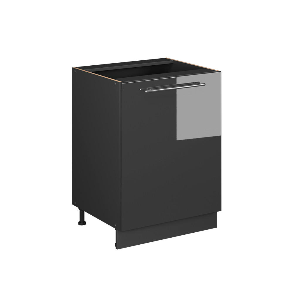 KÜCHENUNTERSCHRANK Fame-Line, Anthrazit Hochglanz/Anthrazit, 60 cm 1 Tür ohne Arbeitsplatte - Schwarz Hochglanz/Anthrazit, Holzwerkstoff (60/82/51.6cm) - Vicco