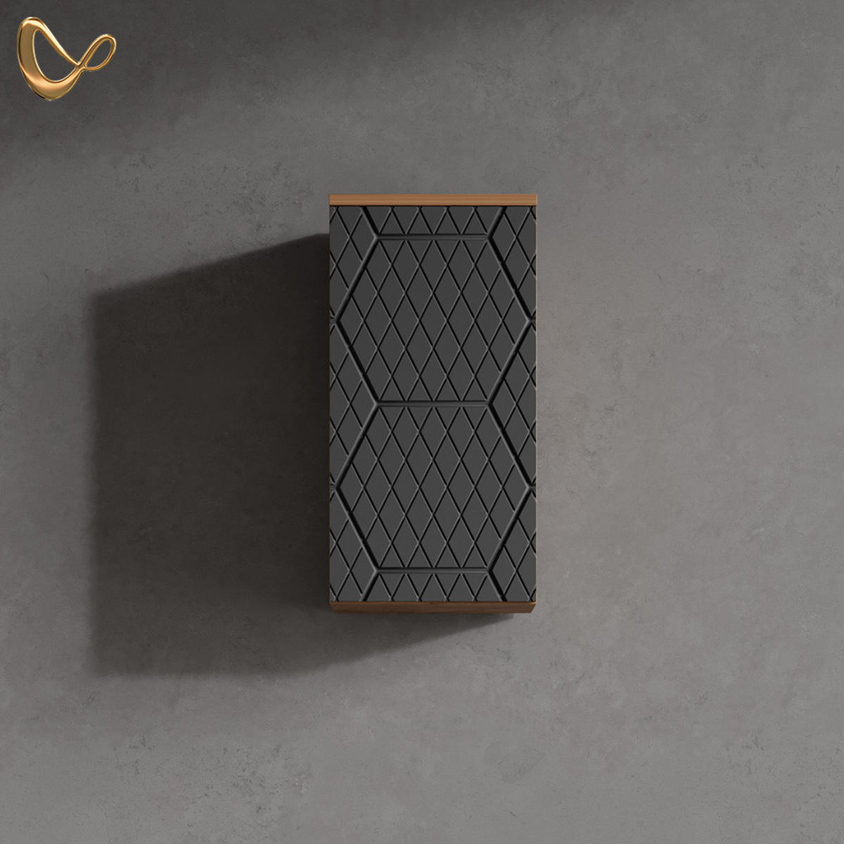 BADSCHRANK Ronco Anthrazit gestreift 30 x 59 cm 2 Fächer, Badezimmer - Eichefarben/Anthrazit, Holzwerkstoff (30/59/24cm) - Livinity®