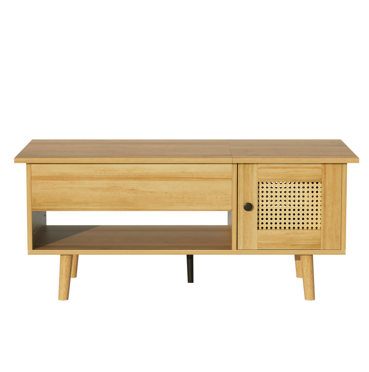 COUCHTISCH aus Spanplatte 103x50x60 cm Holzfarbe/Schwarz mit anhebbarer Tischplatte und Stauraum - Naturfarben, Holzwerkstoff (103/50/60cm) - IVMEU