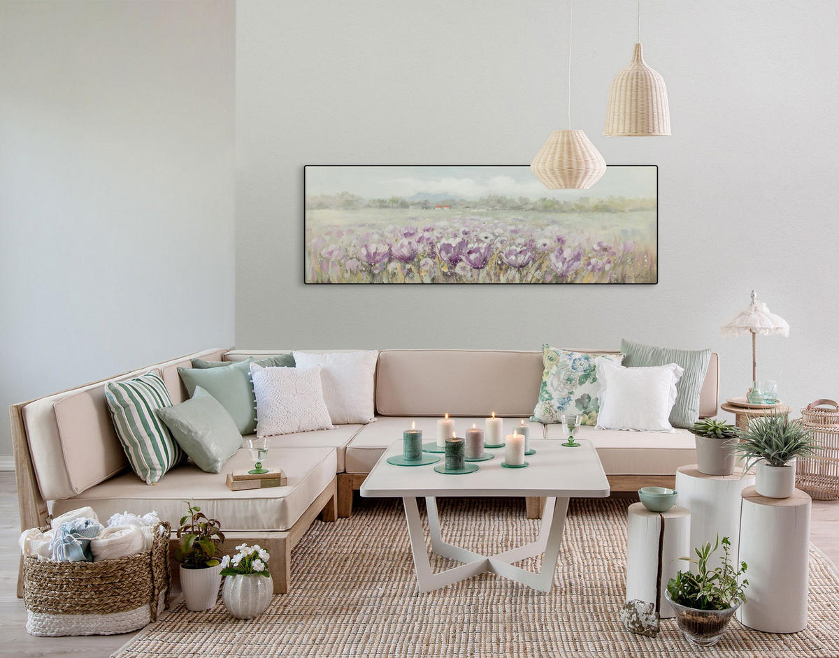 ÖLGEMÄLDE 150/50 cm - Lila/Grün, Holz/Textil (150/50cm) - KUNSTLOFT
