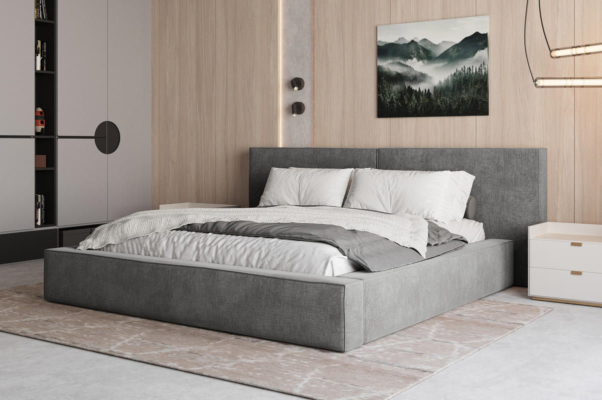 POLSTERBETT 06 140x200 cm – Tresor - Bett mit Bettkasten, Metall-Lattenrost - Anthrazit, Holz (140/200cm) - ROYAL24_MARKT