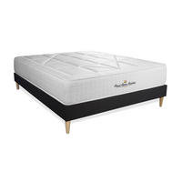 BETT Windsor Taschenfederkern und Memory-Schaum 130 x 190 cm h1 - Kit Bettgestell Schwarz - Beige/Schwarz, Holz (130/190cm) - ROYAL PALACE BEDDING