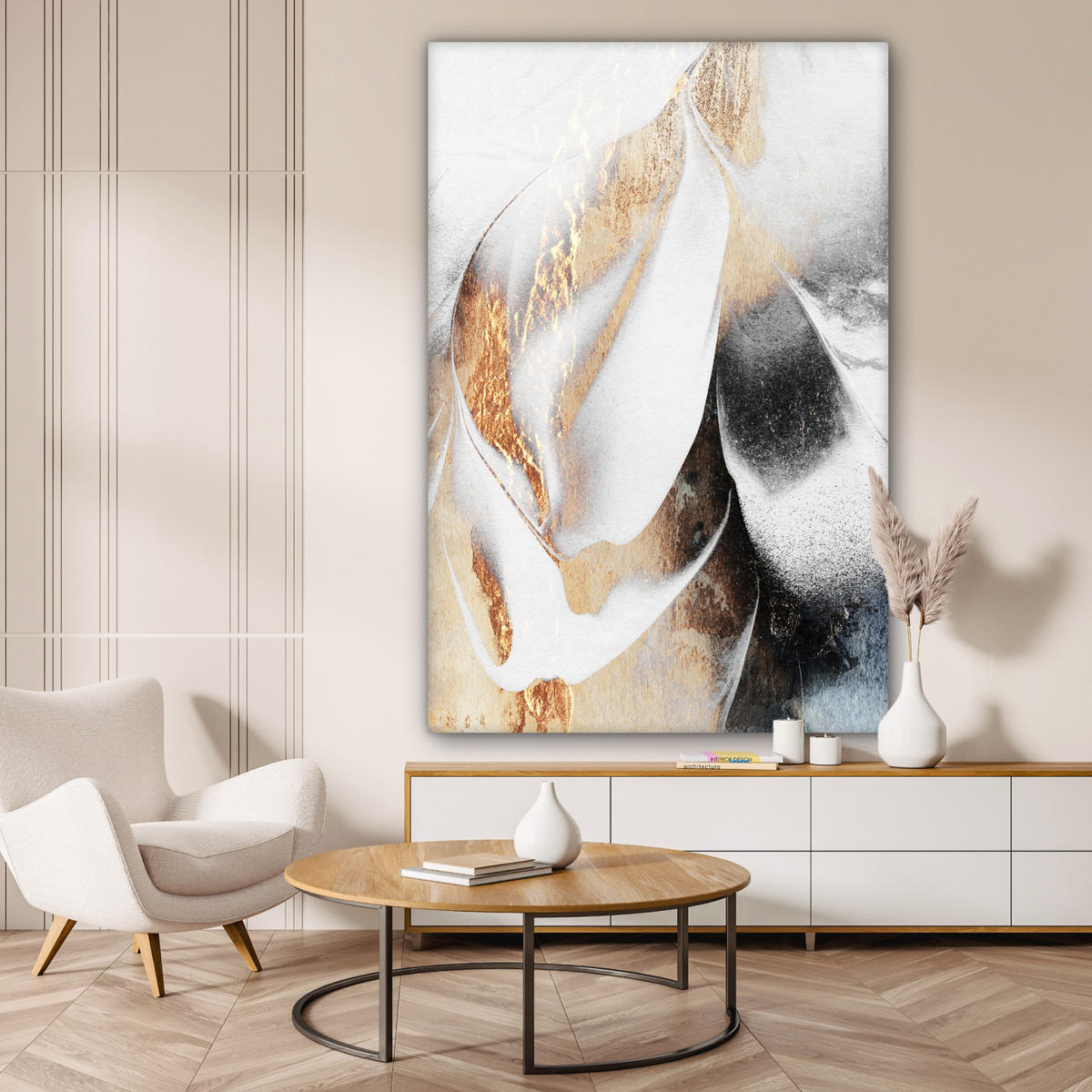 SLIKA NA PLATNU Luksuz 90x140 cm - zlate barve, tekstil (90/140cm) - MuchoWow