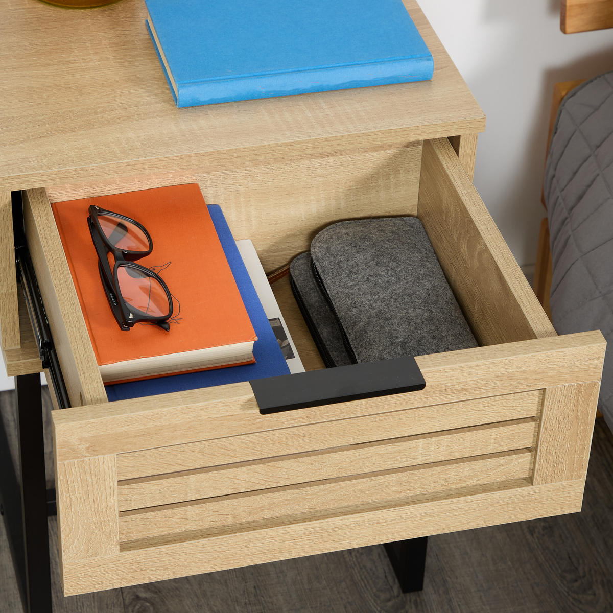 NACHTTISCH - Multicolor/Schwarz, Holzwerkstoff/Metall (40/55.5/41.5cm) - Relaxdays