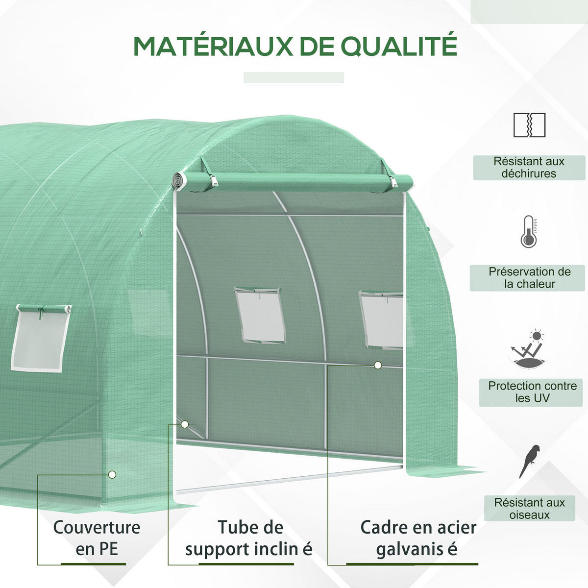 GEWÄCHSHAUS DE-12022 mit 6 Fenstern & Tür Grün - Grün, Metall (300/200/300cm) - ComfortXL