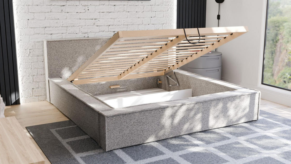 POLSTERBETT Aldana Komplettset - Dunkelbraun, Holzwerkstoff/Textil (140/200cm) - Fun Möbel