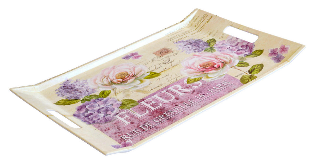 TABLETT Edelrose, rechteckige Serviertablett mit Griff 54x35 cm - Rosa, Kunststoff (35/3/54cm) - Lashuma