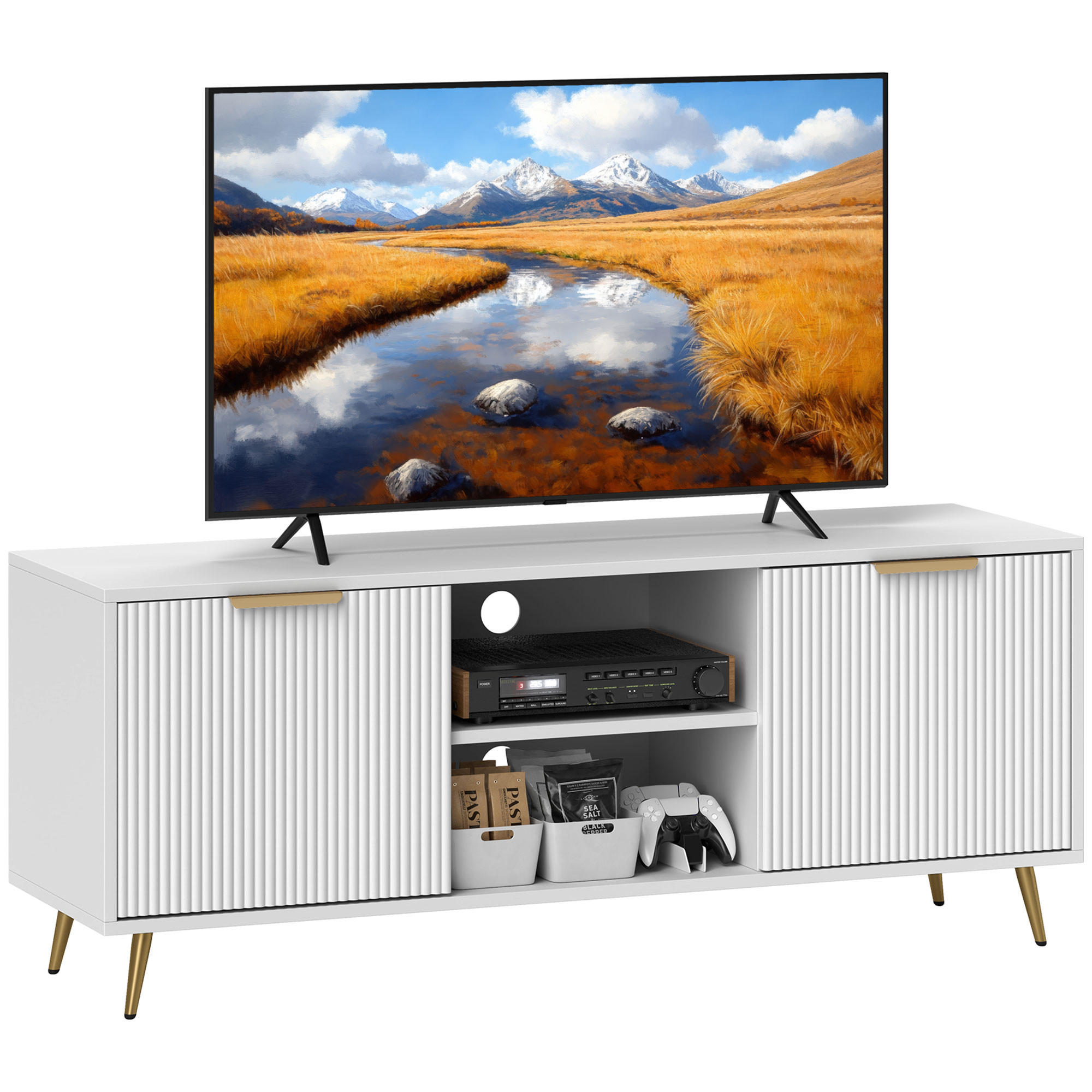 TV-MÖBEL Weiß 1 Stück - Weiß, Holzwerkstoff (120/48/35cm) - GiPP