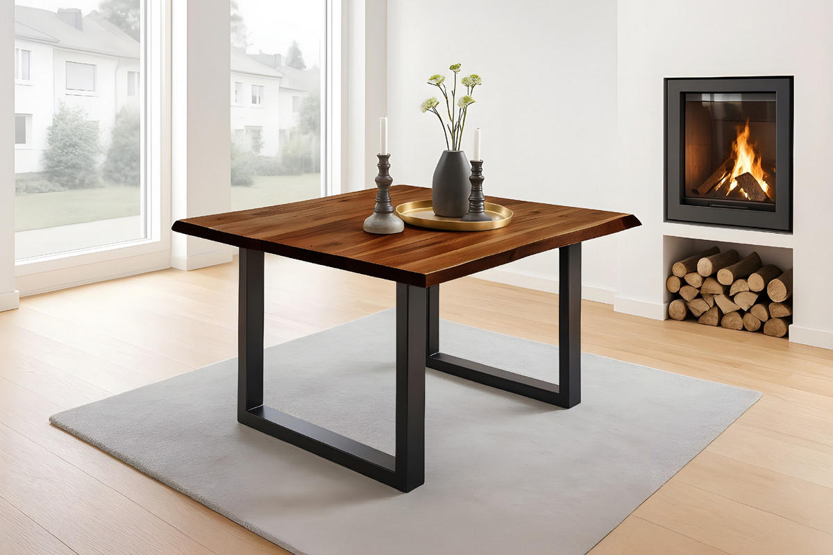 ESSTISCH NOAH - Schwarz/Braun, Holz/Metall (90/90/77cm) - SAM