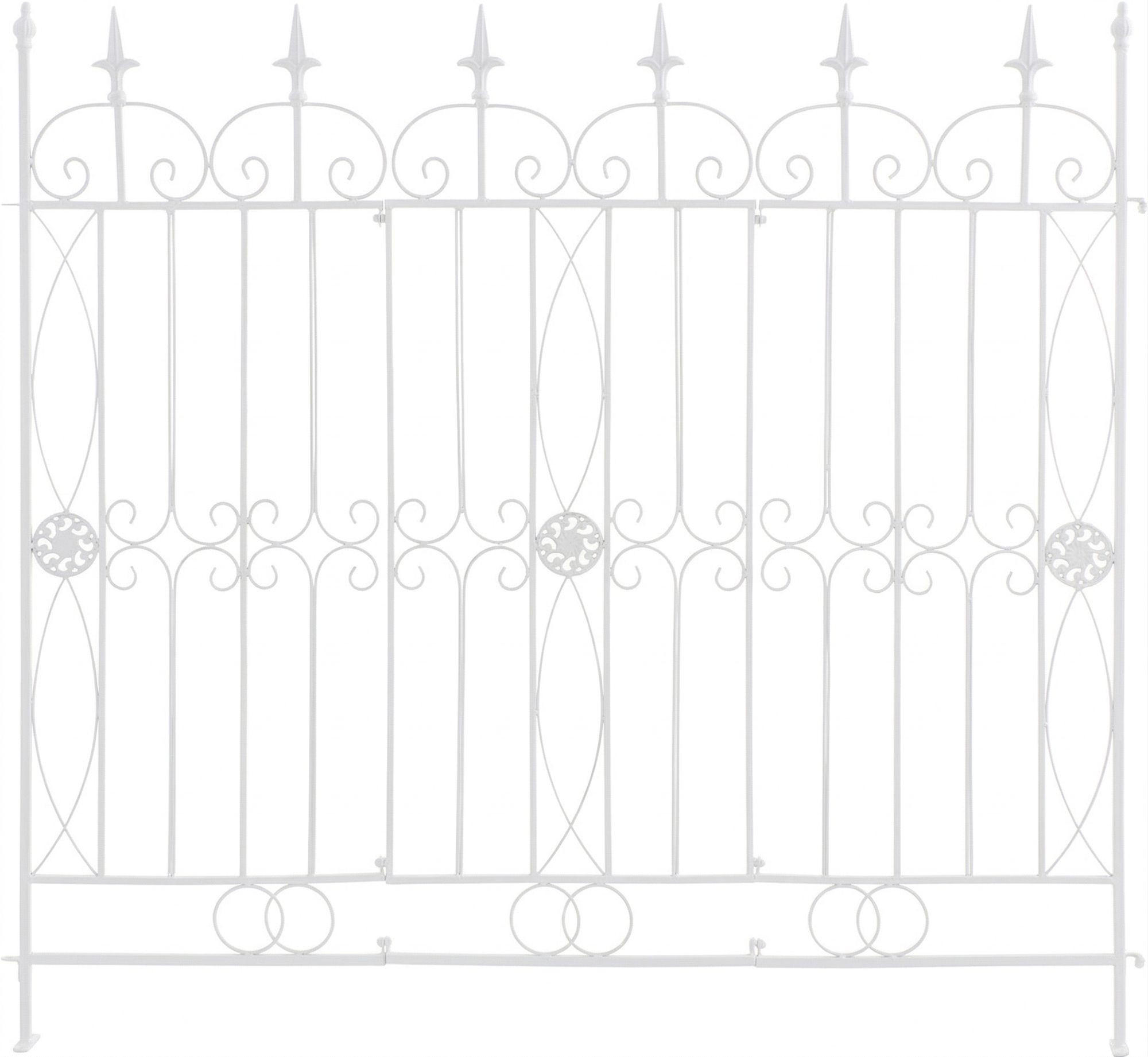 GARTENZAUN Metall Weiß - Weiß, Metall (124/116cm) - CLP