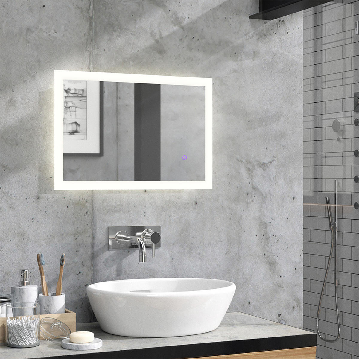 BADEZIMMERSPIEGEL Weiß 60 x 40 cm - Weiß, Glas (60/40/2.8cm) - Vicco
