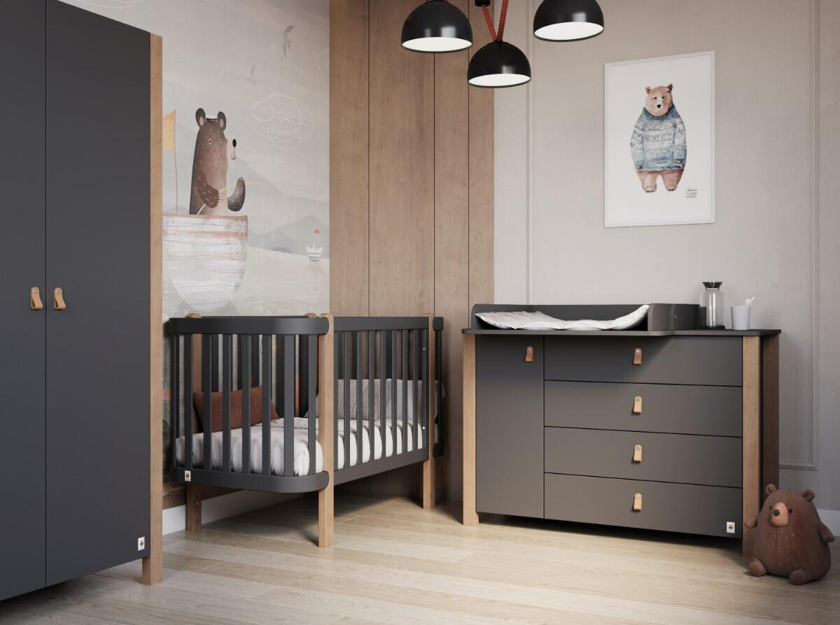 BABYBETT ETUDE Schwarz 67x125x89 cm - Schwarz, Holz - FURNLUX