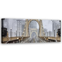 WANDBILD brooklyn brücke ny - Beige, Textil (90/30cm) - Feeby