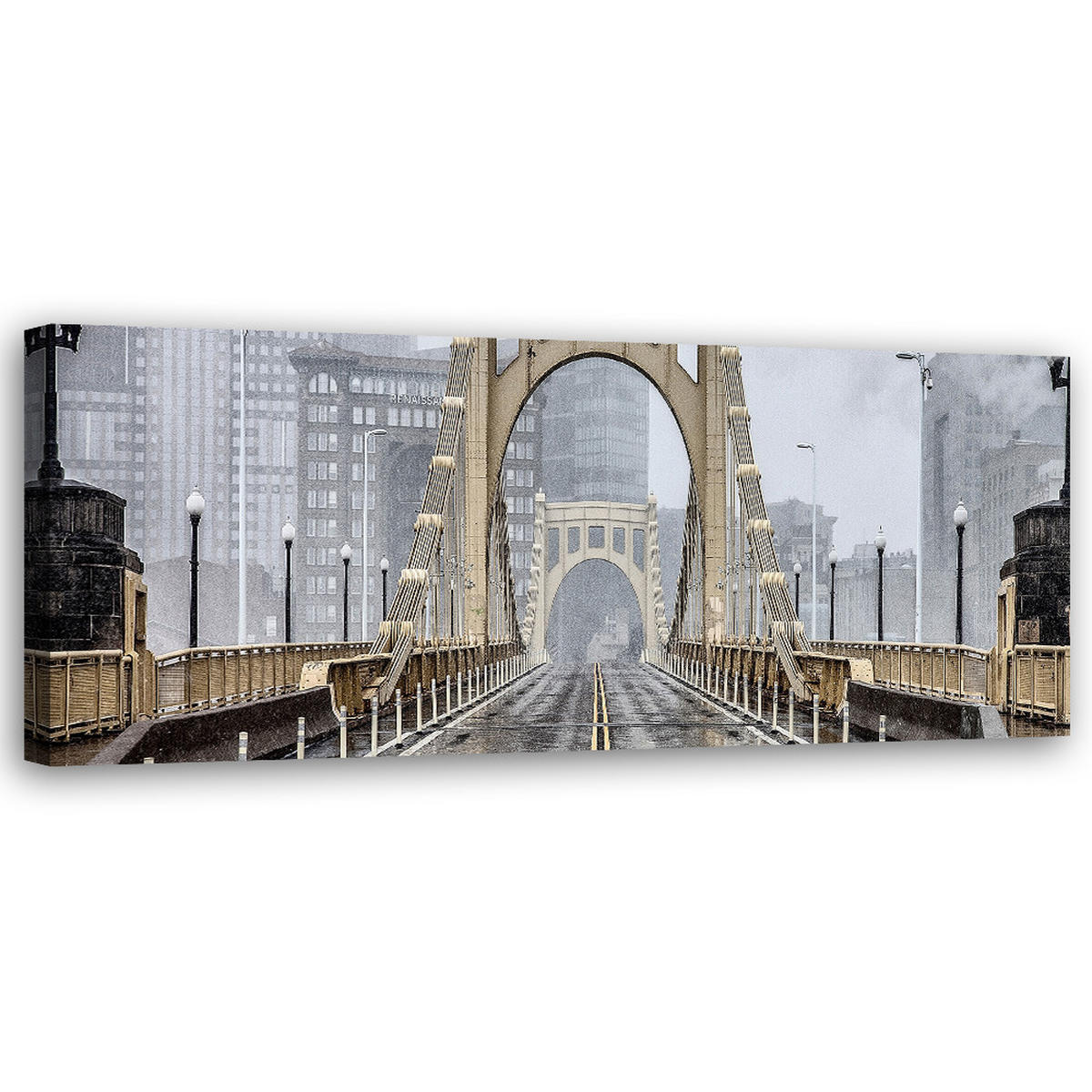 WANDBILD brooklyn brücke ny - Beige, Textil (90/30cm) - Feeby
