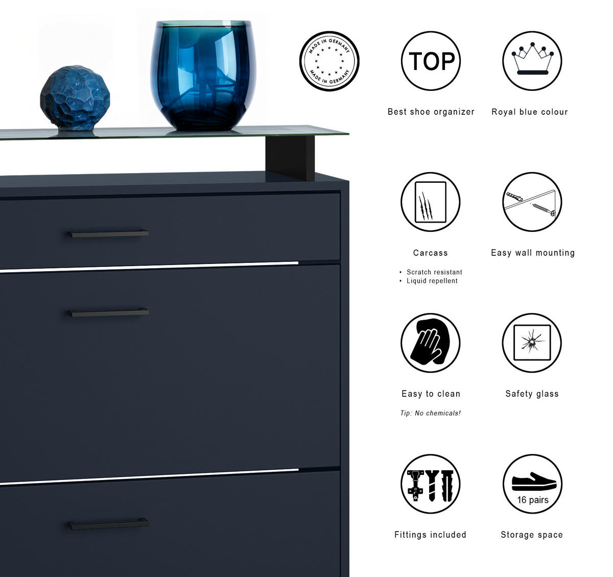 GARDEROBE Enigma Royal Blau - Dunkelblau, Holzwerkstoff (160/180/23cm) - Vladon