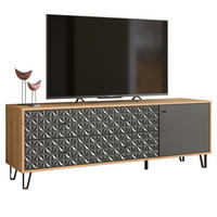 TV-LOWBOARD grau, Eiche Artisan 164 x 56 cm, TV Unterteil mit 3D-Struktur - Schwarz/Eiche Artisan, Holzwerkstoff/Kunststoff (164/56/40cm) - Inn.Furn