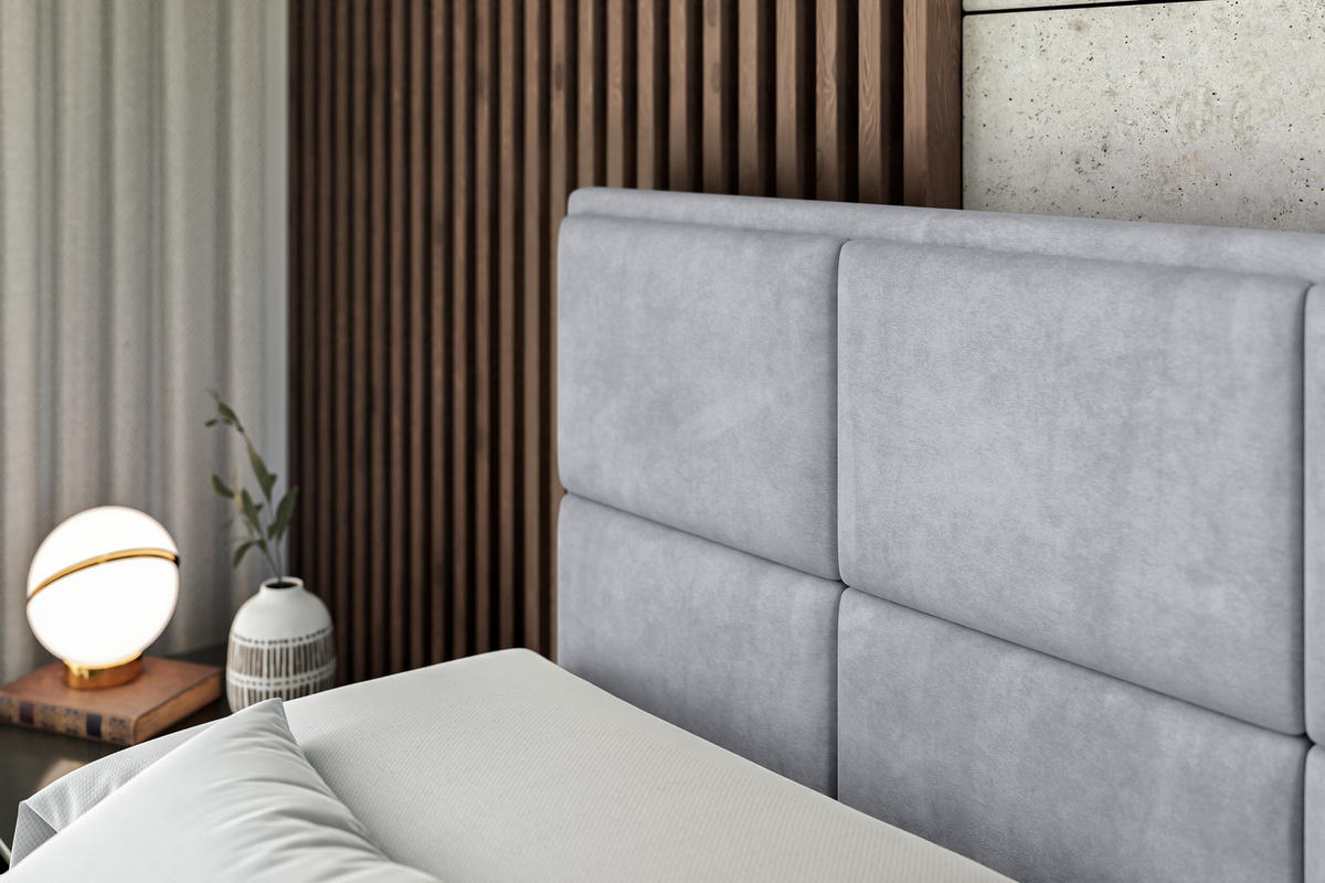 BOXBETT mit Matratze H3 und Lattenrost - NOVA - 120x200 Hellgrau - Hellgrau, Holzwerkstoff (120/200cm) - ALTDECOR