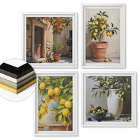WANDBILDER 4er-Set - 50x50 cm & 40x60 cm Weißer Rahmen - Zitronenbäume im Topf - Weiß, Kunststoff (50/50cm) - ArtPrintCave