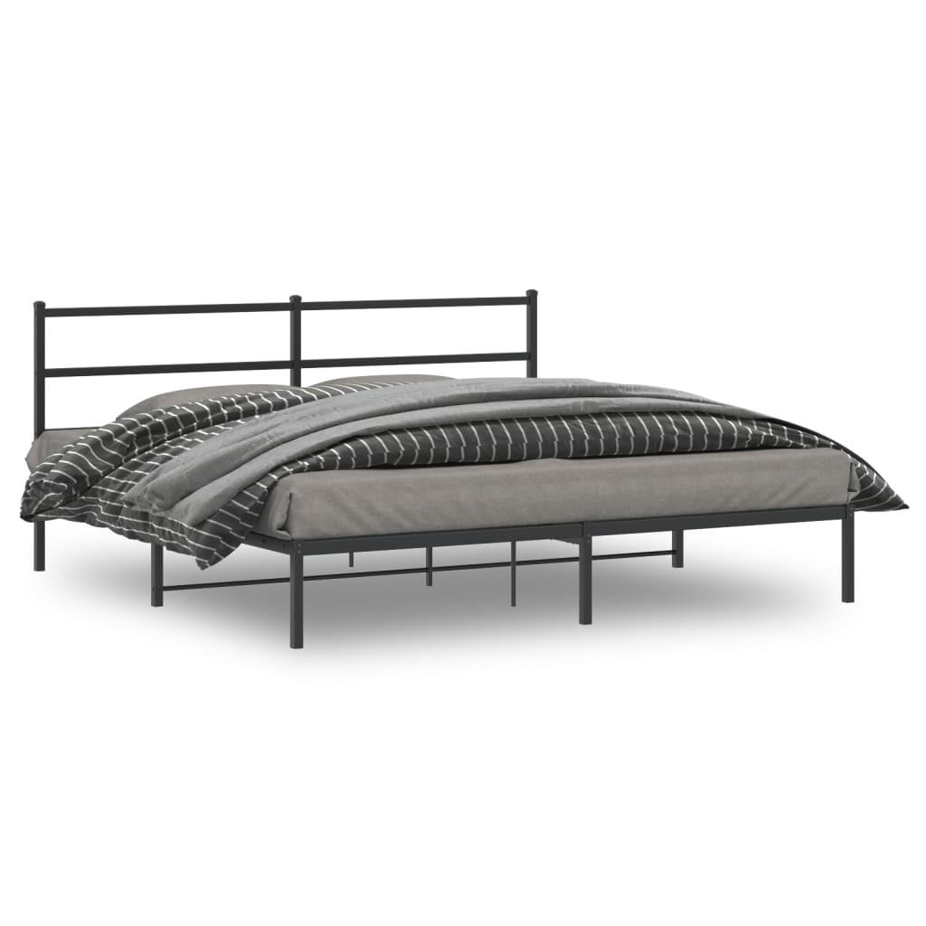 BETTGESTELL mit Kopfteil Metall Schwarz 180x200 cm - Schwarz, Metall - furnicato