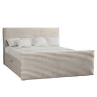 BOXBETT Mit Bettkasten Und Topper TRENTO Stoff Plüsch Cord 160x200 cm Ecru H3-Bonell - Ecru, Holz/Textil (160/200cm) - Kaiser Möbel