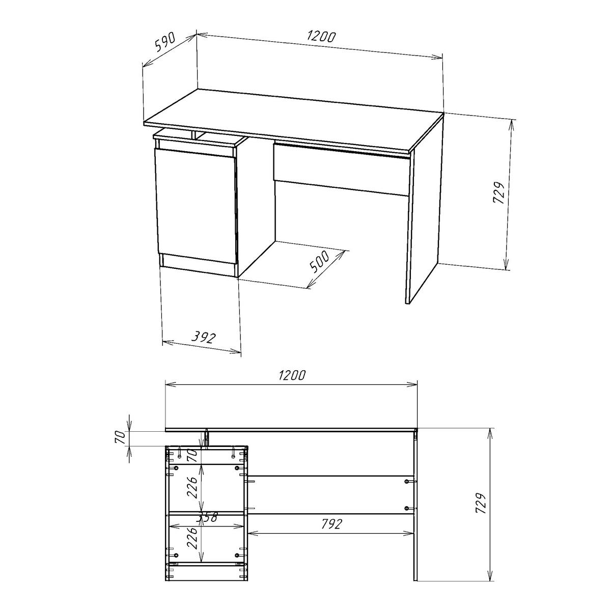 SCHREIBTISCH SOLA BRK1-1D Eiche Sonoma - Silberfarben/Sonoma Eiche, Holzwerkstoff/Kunststoff (59/120/73cm) - Komodee