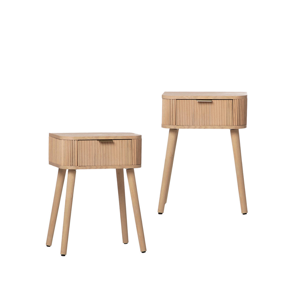 NACHTTISCH MIT 1 SCHUBLADE Mina Natürlich 40 cm x 55 cm 2er-Set - Naturfarben, Holzwerkstoff (40/55/30cm) - Klast Home