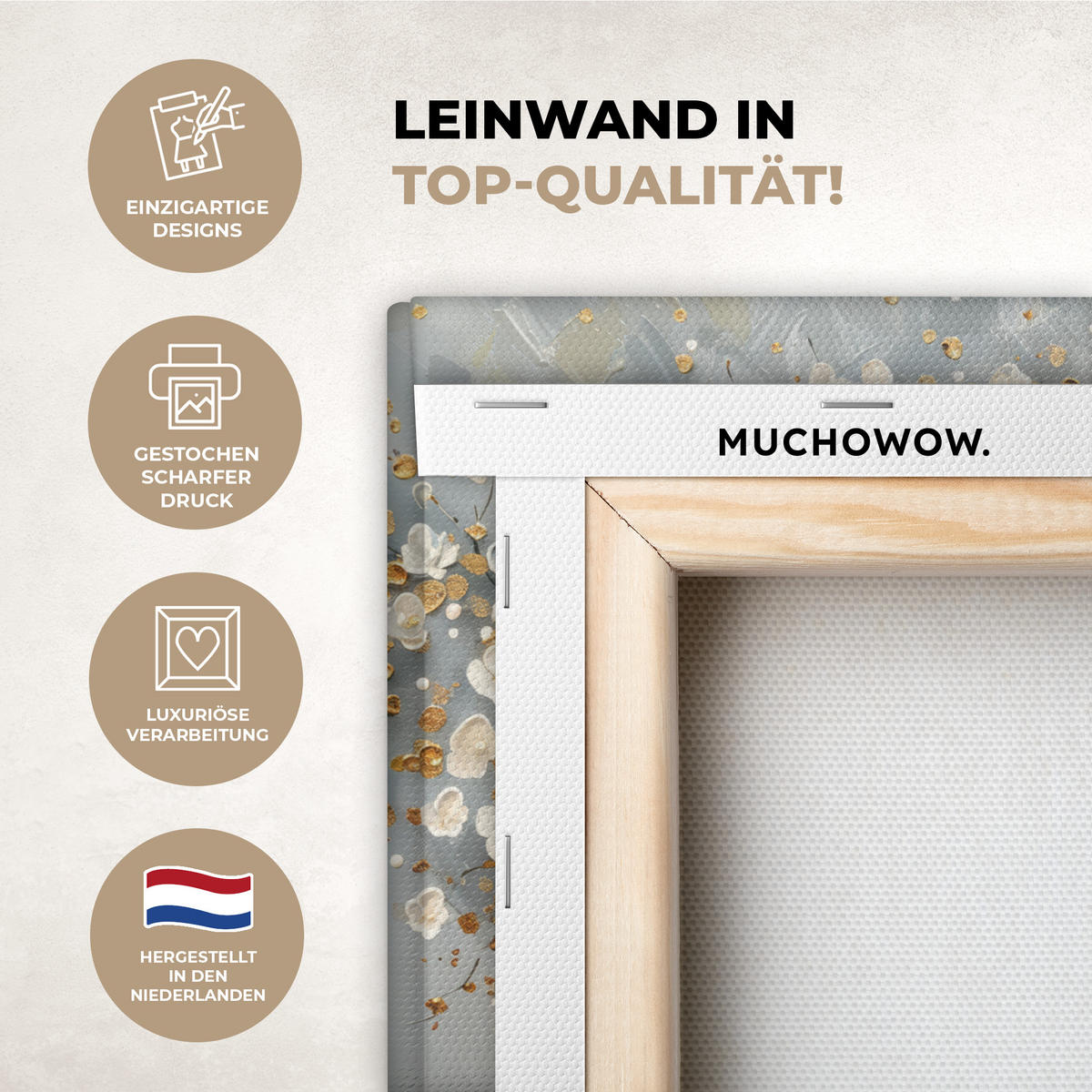 LEINWANDBILD Baum - Blumen - Weiß - Natur - Kunst Deko Schlafzimmer 30x20 cm - Weiß, Textil (30/20cm) - MuchoWow