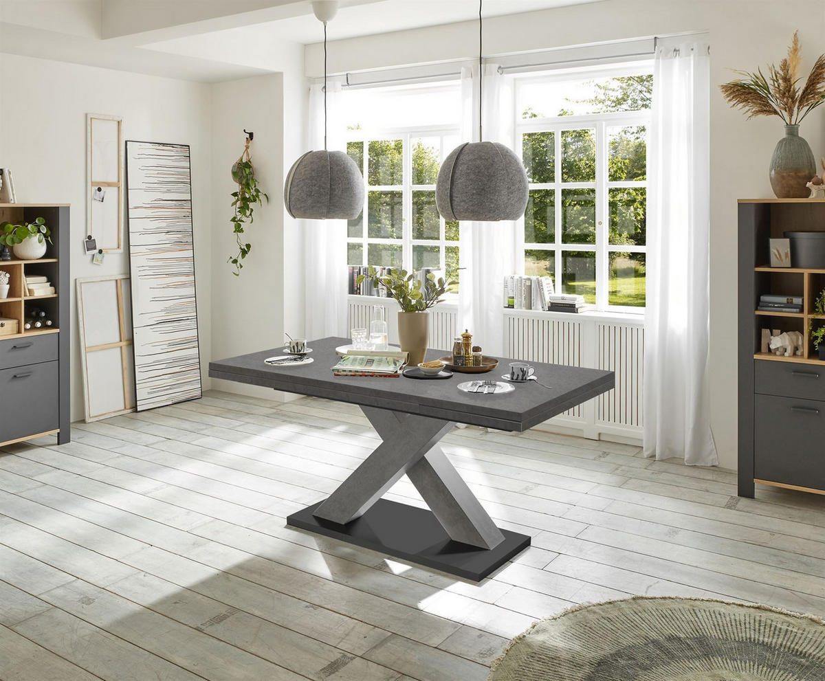ESSTISCH ausziehbar Elene 180x90x76 Graphit - Grau, Holzwerkstoff (180/90/76cm) - 58aufmkessel