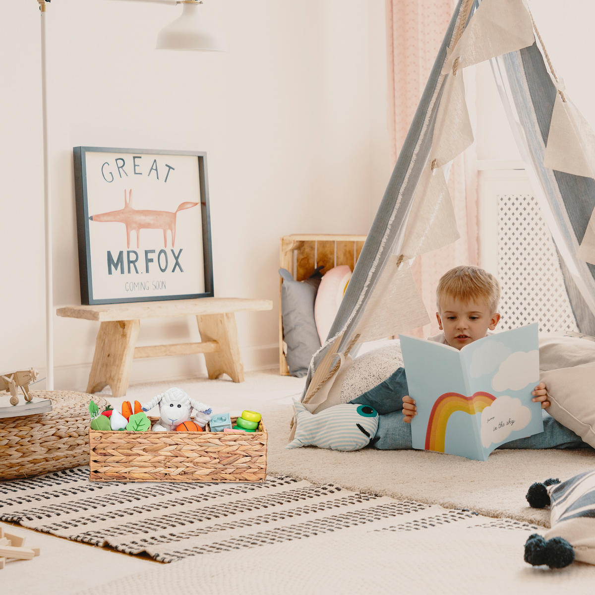 AUFBEWAHRUNGSKORB - Hellbraun, Textil/Metall (42.5/13/15cm) - Relaxdays