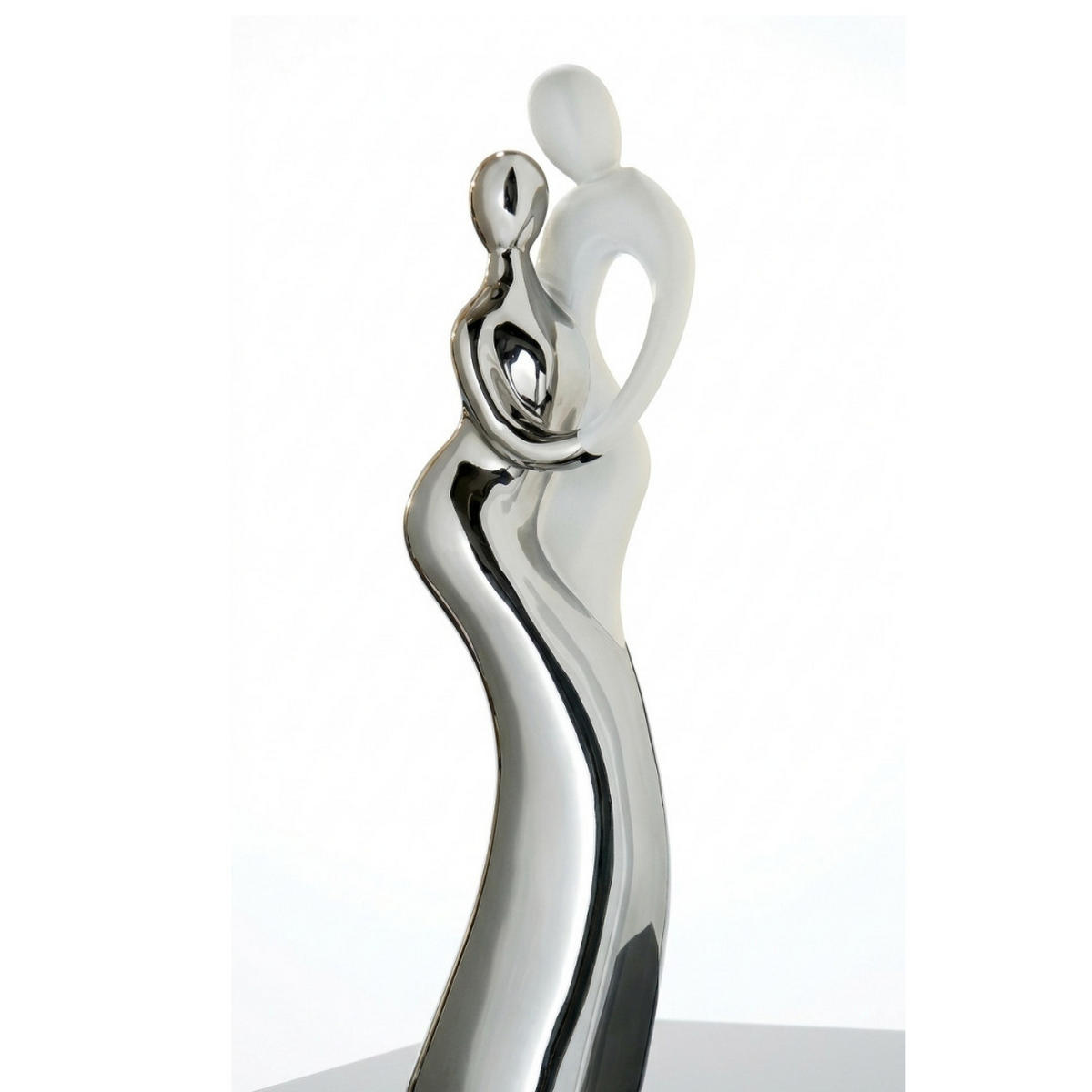 SKULPTUR Paar Platin Weiß 46 cm - Weiß/Nickelfarben, Keramik (12/46/15cm) - Gilde