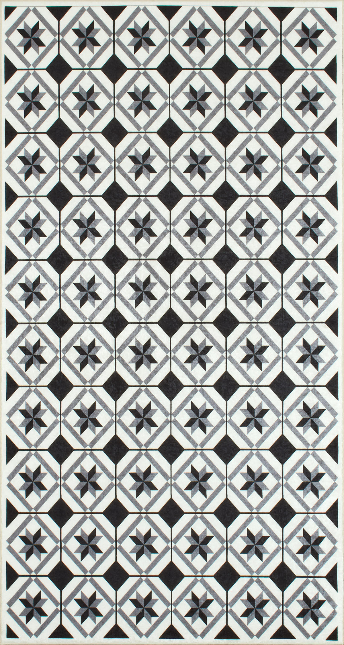 KÜCHENTEPPICH mit schwarzem Zementfliesenmuster Azulejo 80x150 cm - Schwarz, Textil (80/150cm) - Nazar Rugs