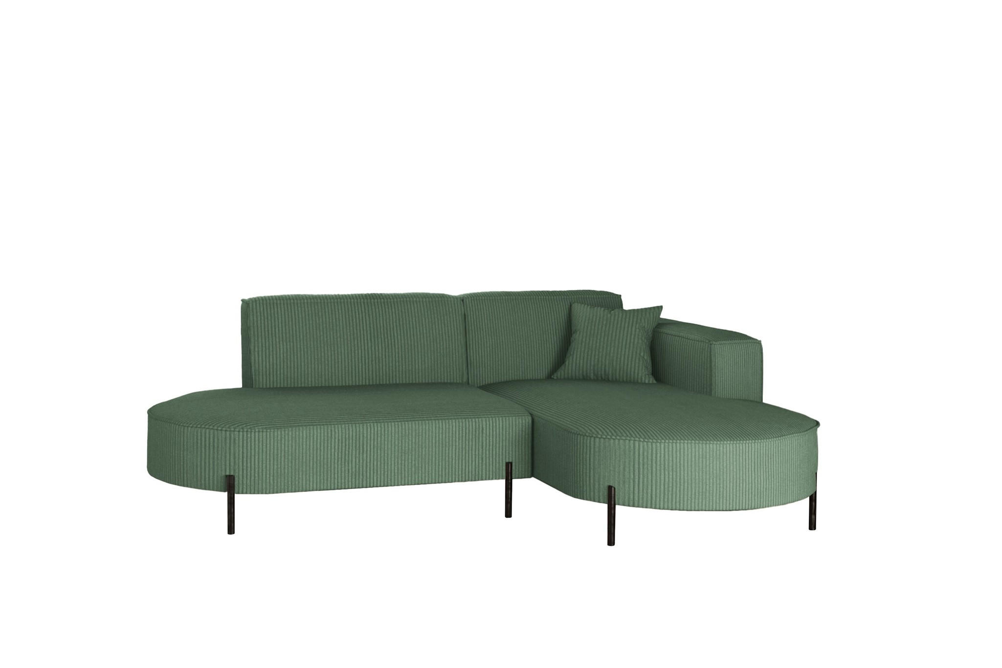 ECKSOFA Valencia Xs - Grün, Holzwerkstoff/Textil (236/165cm) - Fun Möbel