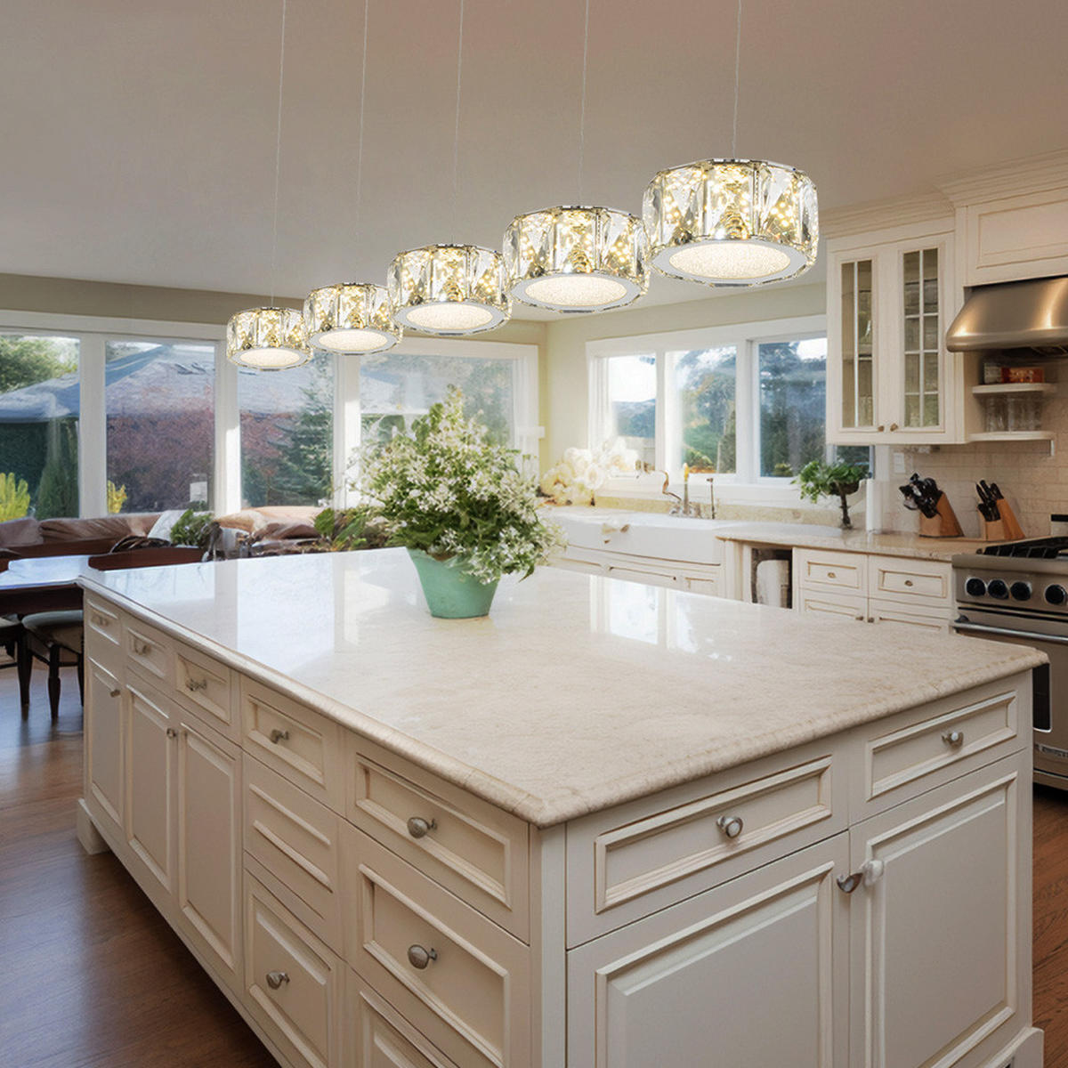 LED HÄNGELEUCHTE AMUR Chrom Silber - Silberfarben, Glas/Metall (82/16/120cm) - Globo Lighting