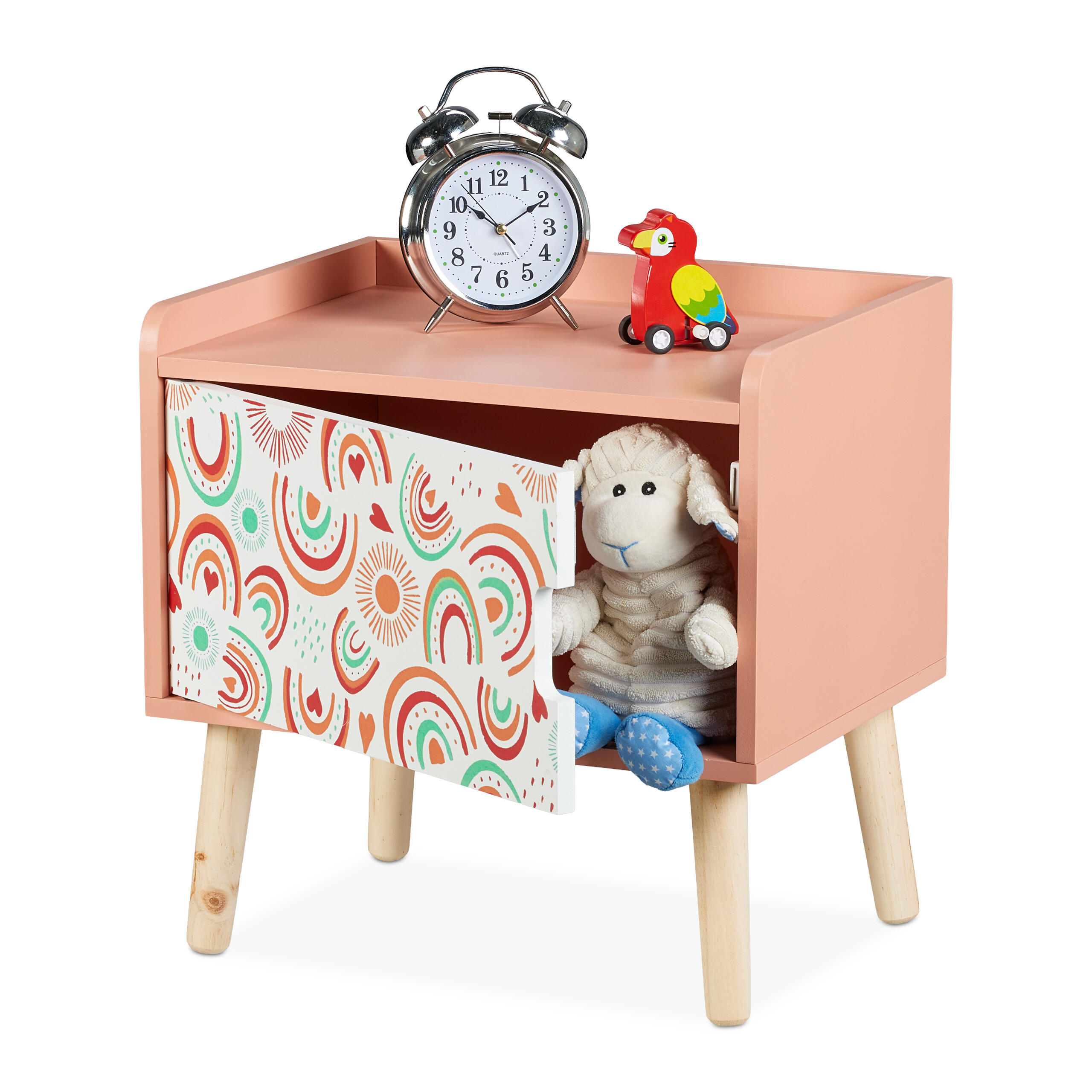 KINDER-NACHTTISCH - Rot, Holz/Holzwerkstoff (40/41/30cm) - Relaxdays