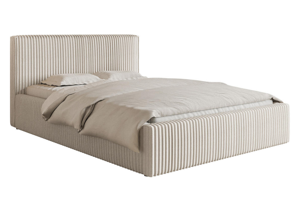 POLSTERBETT Tilio Cremeweiß Cordbezug 180 cm - Creme/Schwarz, Kunststoff/Textil (180/200cm) - Selsey