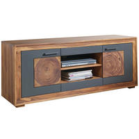 TV-BOARD Sheesham 150x46x62 gebeizt TURIN #02 - Braun, Holz (150/62/46cm) - Massivmoebel24
