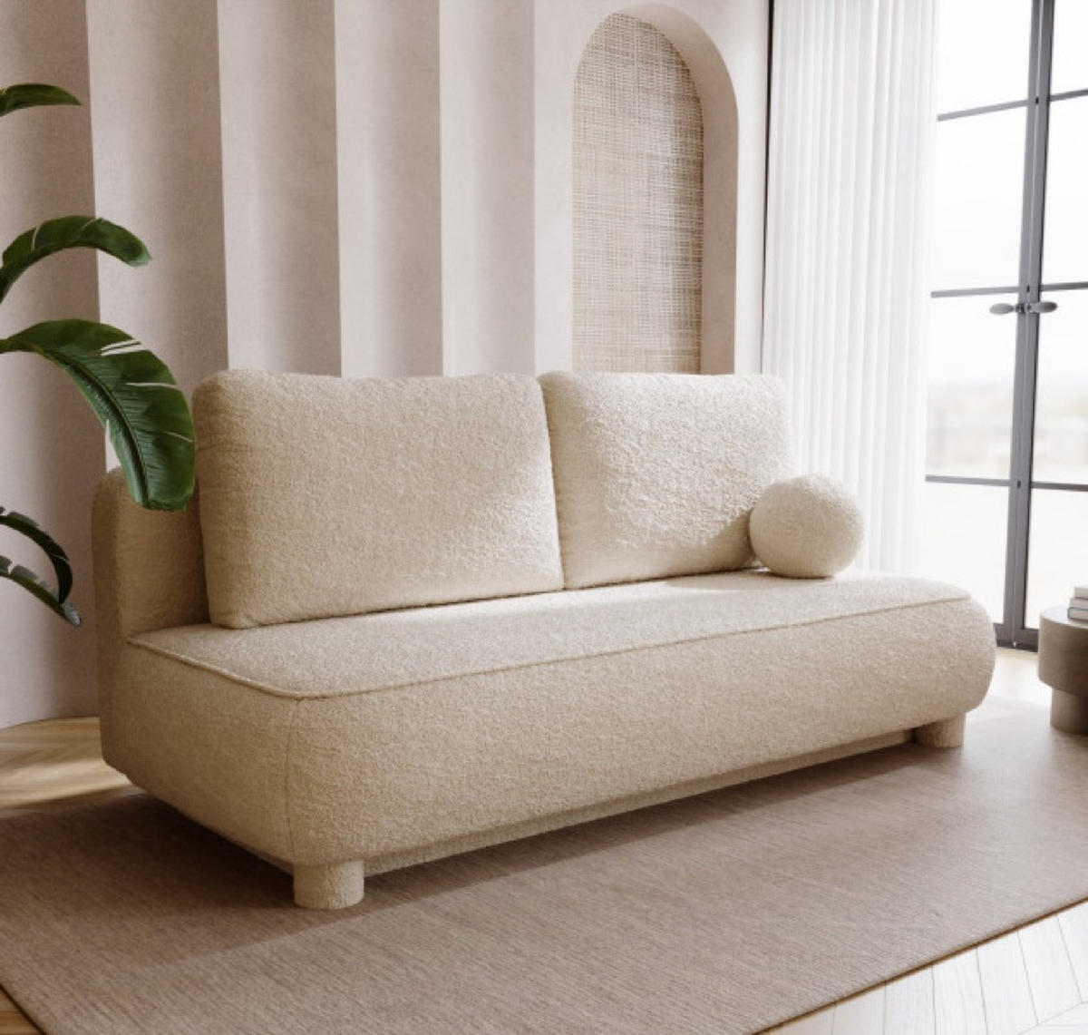 SITZMÖBEL Beige MAJA Mit Schlaffunktion Bouclé - Beige, Textil (209/96/96cm) - Sepro Meble