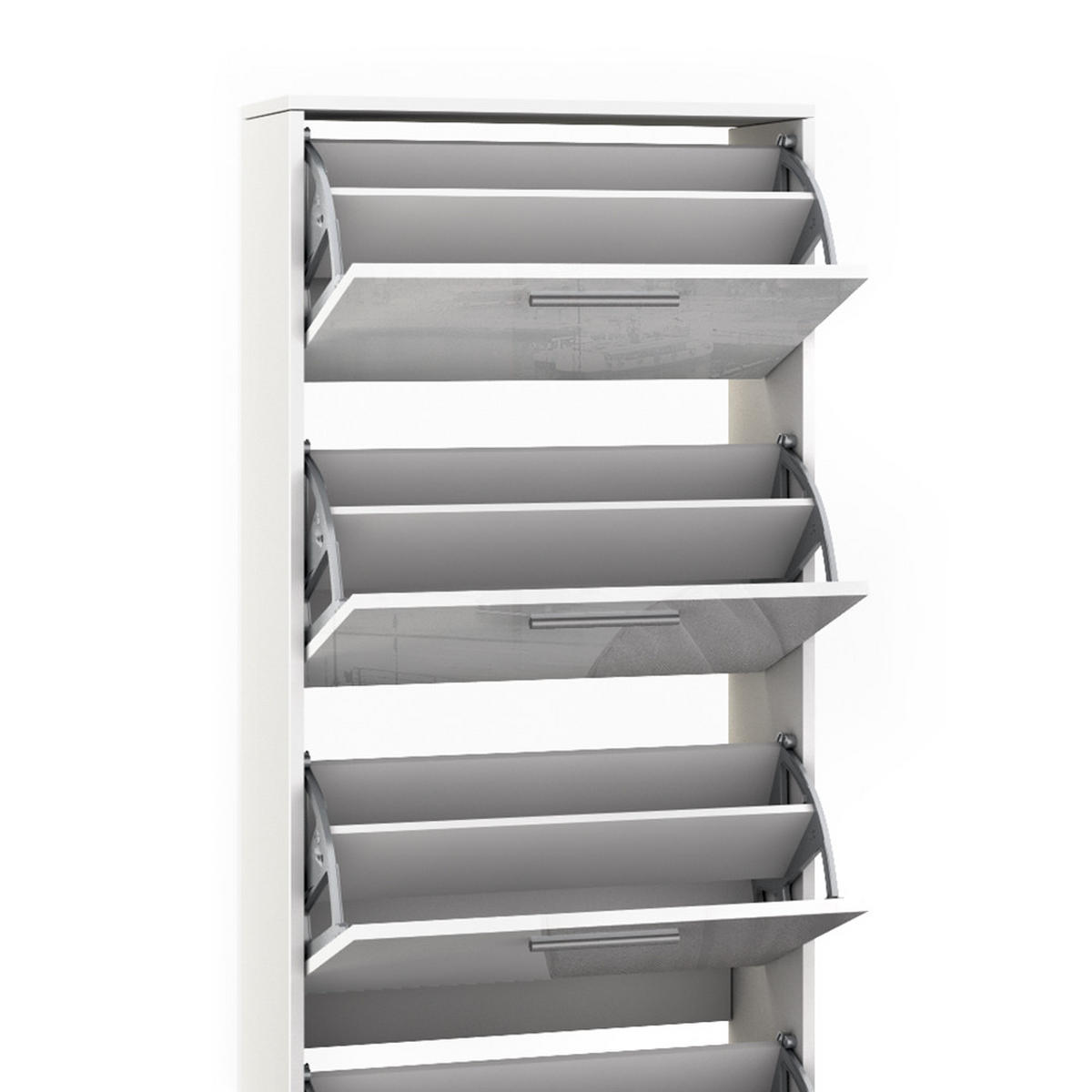 SCHUHKIPPER Gizmo Weiß Hochglanz 59 x 169.5 cm - Weiß Hochglanz, Holzwerkstoff (59/169.5/22cm) - Vicco
