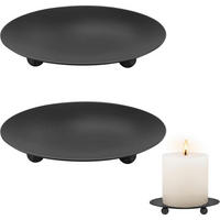 KERZENSTÄNDER 2-teiliges Set Schwarz 9 cm - Schwarz, Metall (15/2/10cm)
