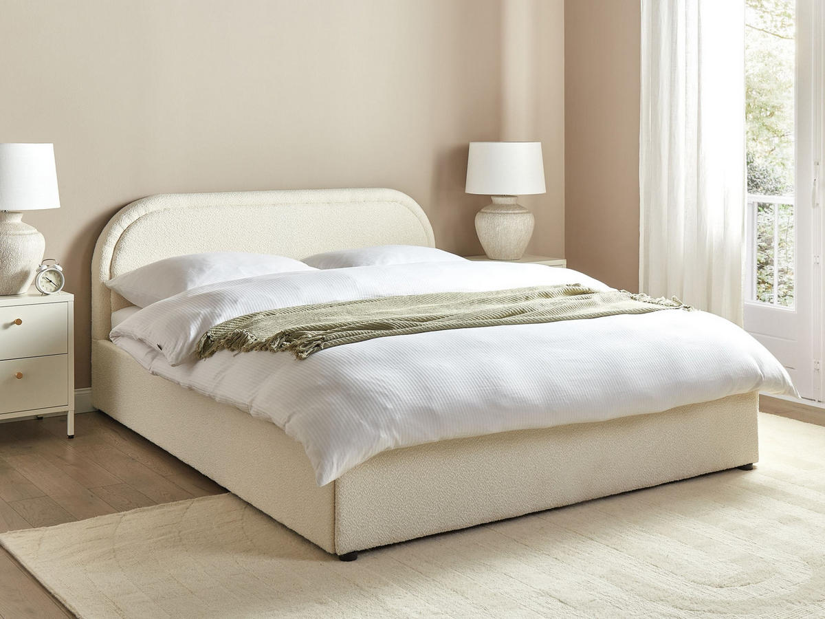 POLSTERBETT 160/200 cm Beige Quillien - Beige, Textil (160/200cm) - Beliani
