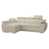 ECKSOFA Boston Mini Premium Cord 2RLC, Seite: Links LC+2R - Chromfarben/Beige, Holz/Textil (255/170cm) - MIRJAN24
