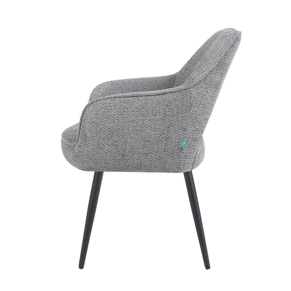 ESSZIMMERSTUHL Mika-Runa 2er-Set - Dunkelgrau/Schwarz, Textil/Metall (60/87/65cm) - DUBI Möbel