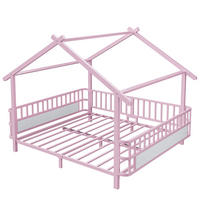 HAUSBETT 140/200 cm DE-32632 mit Sicherheitsgitter Rosa - Pink, Metall (140/200cm) - ComfortXL