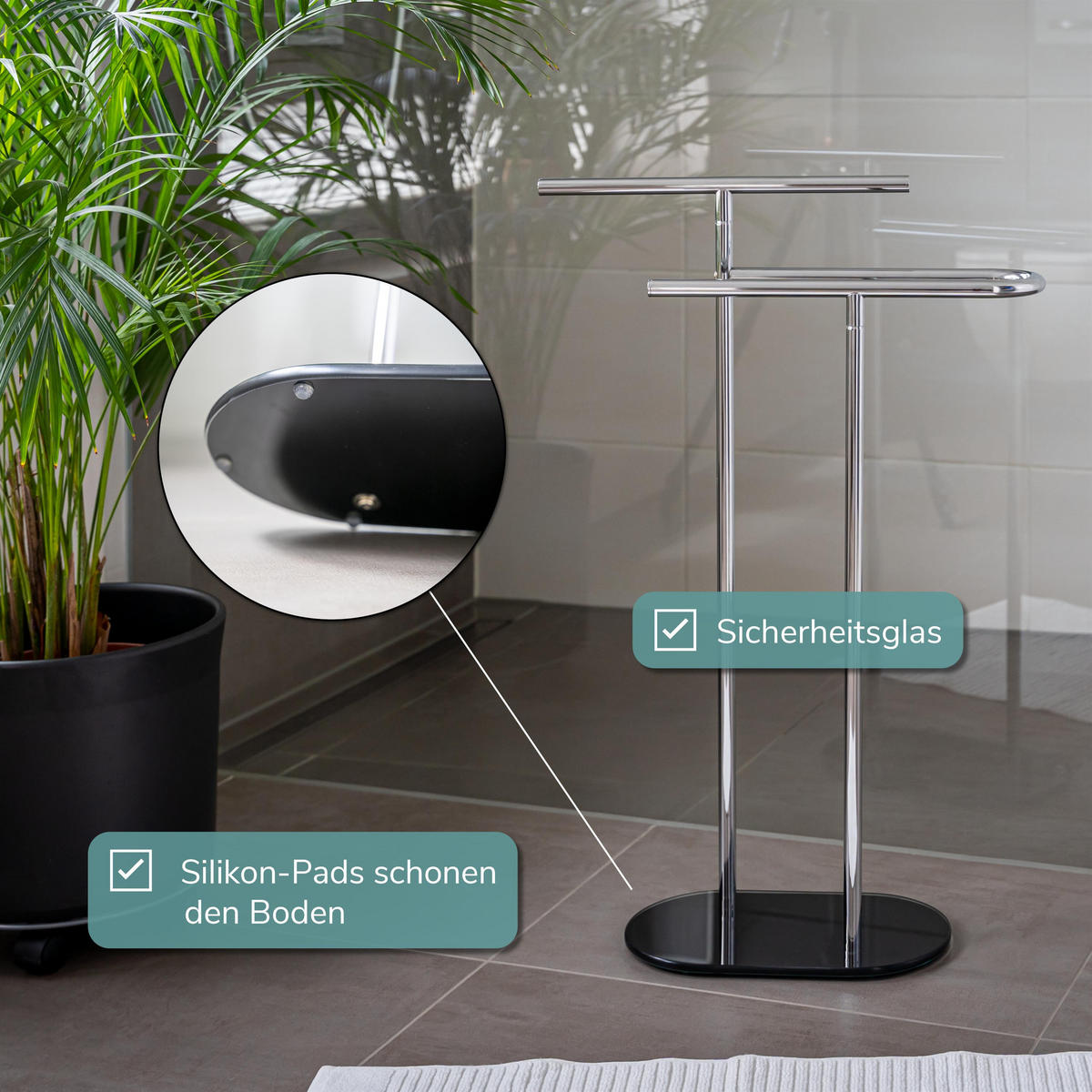 STAND-HANDTUCHHALTER, schwarz - Schwarz, Metall (56/82.5/20cm) - bremermann