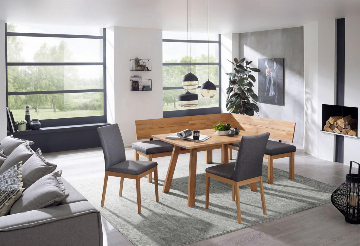 ECKBANKGRUPPE Modern Danny 1 für 7 Personen Massivholz Kernbuche/Grau - Kernbuche/Grau, Holz (194/85/155cm) - 58aufmkessel