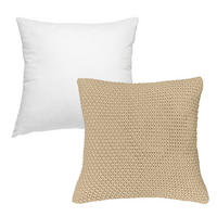 KISSENHÜLLE Strick beige 45/45 cm mit Reißverschluss inkl. 100% Federkissen - Beige, Textil (45/45cm) - wometo
