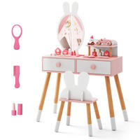 KINDER SCHMINKTISCH Set Weiß - Weiß, Holz (37/110/78cm) - COSTWAY