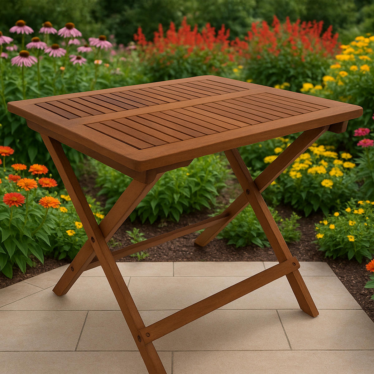 BEISTELLTISCH Norwich - Gartentisch 50x50cm - Eukalyptus geölt, klappbar - Braun, Holz (50/50/50cm) - TPFGarden