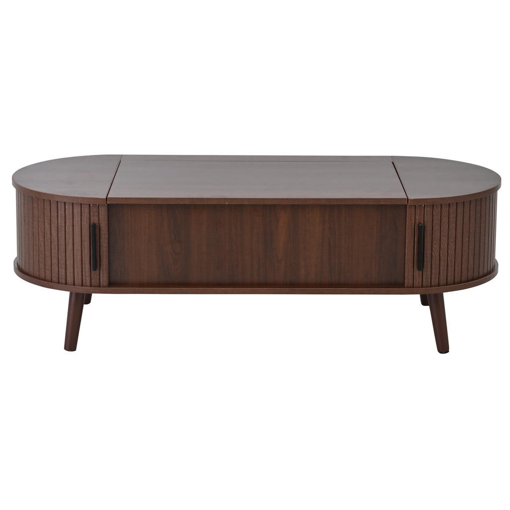 OKWISH KONFERENČNÍ stolek 120/50/39,5 cm ořechový z MDF s nastavitelnou deskou a skrytým úložným prostorem
